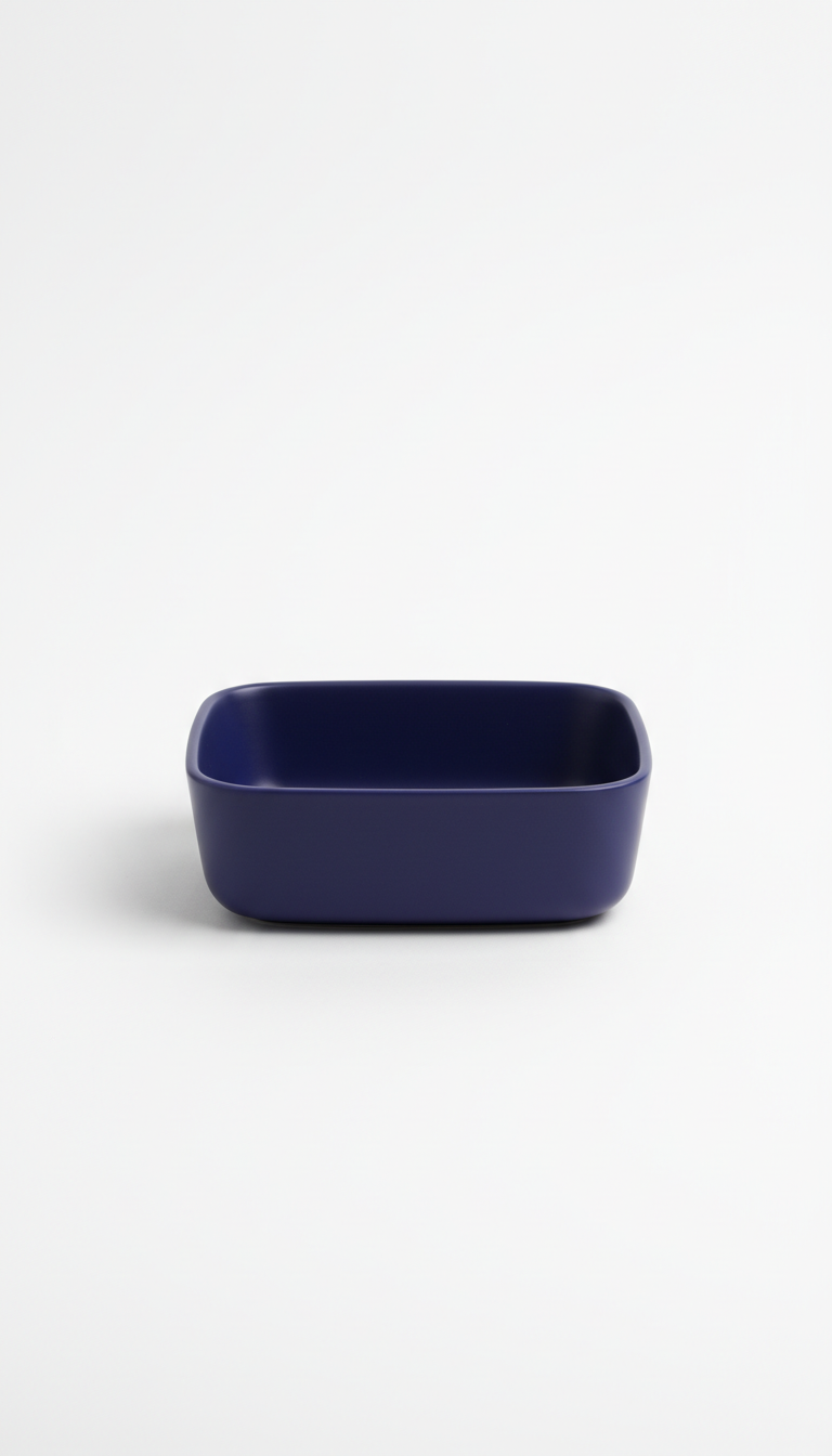 Deep Indigo square-edged feeding bowl