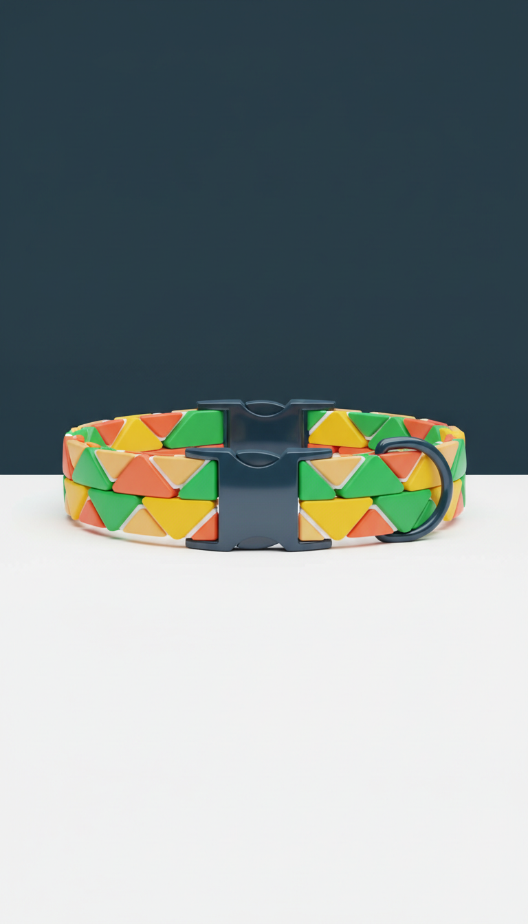 Coral Blaze geometric dog collar