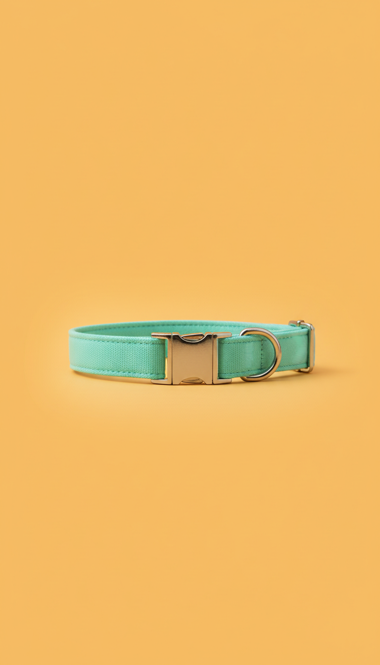 Aqua Mint canvas pet collar